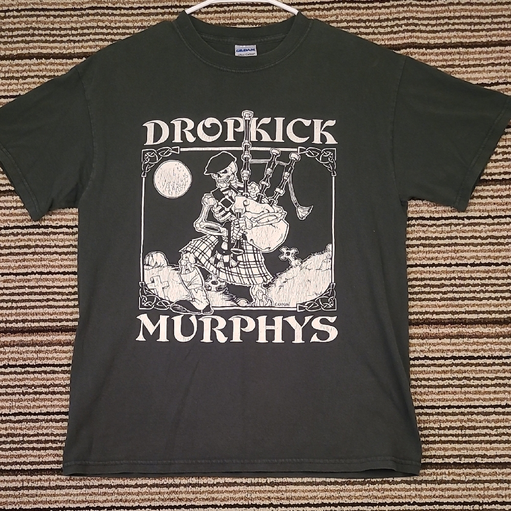 DROPKICK MURPHYS Fields of Athenry Cotton Dark Green Medium Mens T-Shirt Y2K